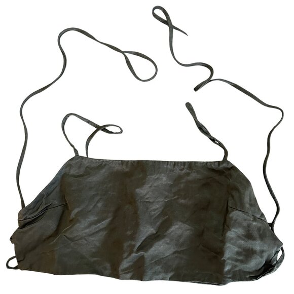 Zara Backless Satin Crop Top With Adjustable Ties Size M Olive Green Festival & - Picture 1 of 3